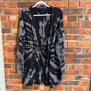 Ocean Drive womens tie dye open front cardigan black/gray L